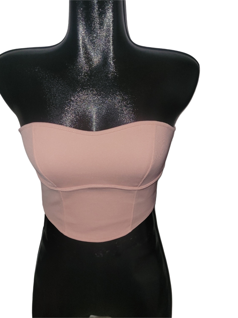 H&M Strapless Blush Pink Cropped Bustier Top Size S